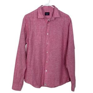 UNTUCKit Red 100% Linen Lightweight Long Sleeve Button Up Shirt Medium Men